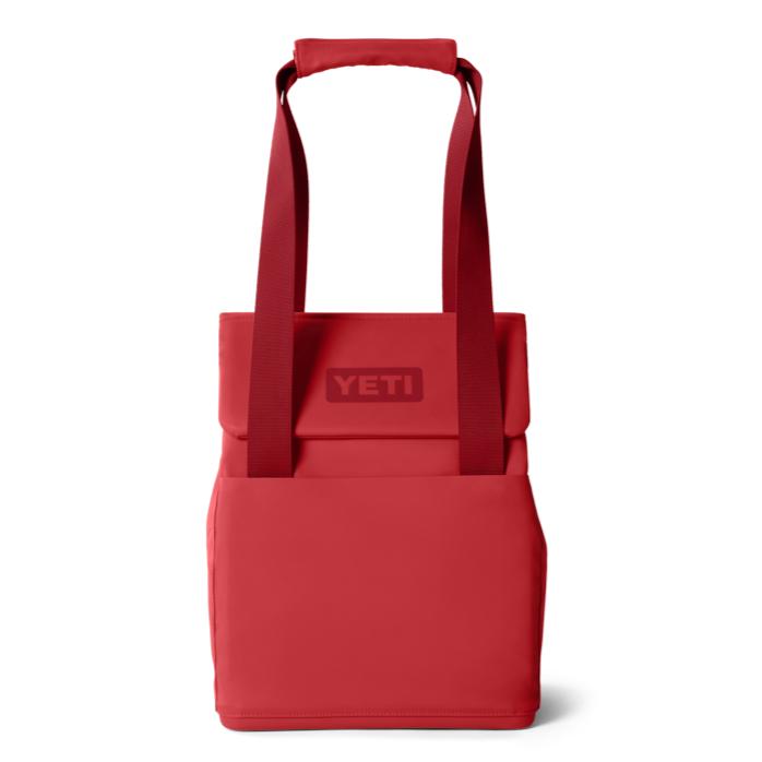 Red YETI Daytrip 14L insulated tote bag with durable carry straps, MagSnap closure, and a sleek, food-safe exterior design.