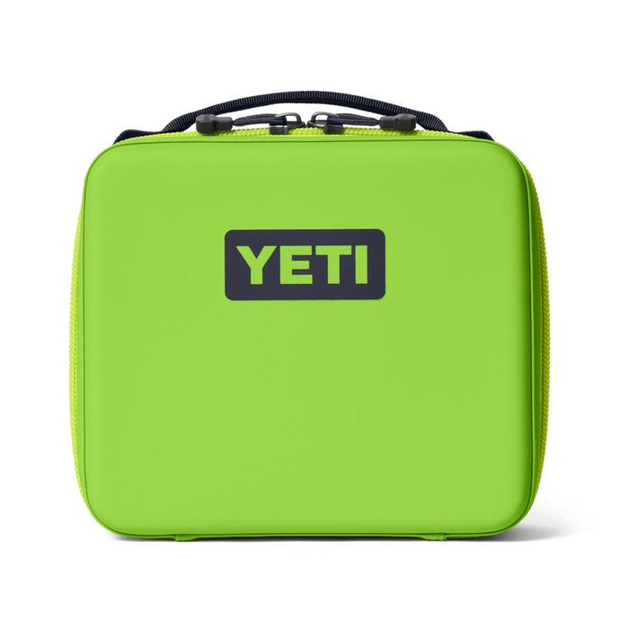 Bright lime green YETI Daytrip 3L insulated lunch box with a rugged, structured design and black top handle.