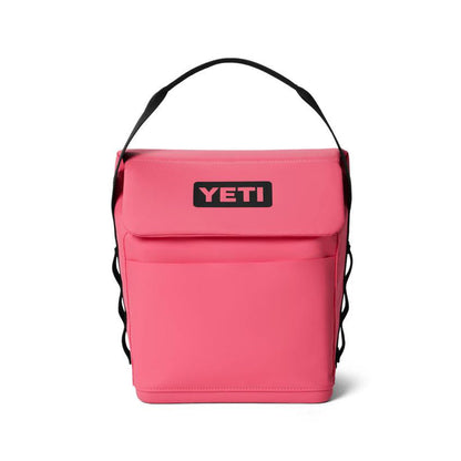 Pink YETI Daytrip 6L insulated lunch bag with a top handle, MagSnap closure, and front pocket on a white background.